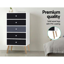 Load image into Gallery viewer, Artiss 5 Chest of Drawers Dresser Table Tallboy Storage Cabinet Furniture Black