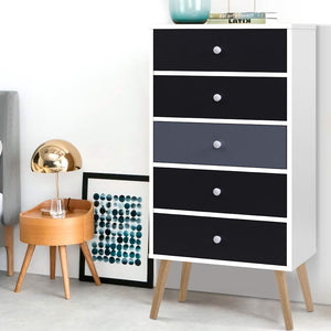 Artiss 5 Chest of Drawers Dresser Table Tallboy Storage Cabinet Furniture Black