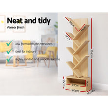 Load image into Gallery viewer, Artiss Display Shelf 7-Shelf Tree Bookshelf Book Storage Rack Bookcase Natural