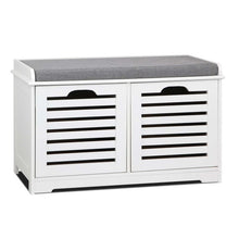 Load image into Gallery viewer, Artiss Fabric Shoe Bench with Drawers - White &amp; Grey