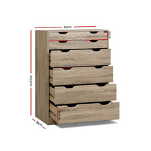 Load image into Gallery viewer, Artiss 6 Chest of Drawers Tallboy Dresser Table Storage Cabinet Oak Bedroom