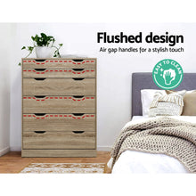 Load image into Gallery viewer, Artiss 6 Chest of Drawers Tallboy Dresser Table Storage Cabinet Oak Bedroom