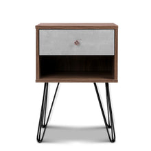 Load image into Gallery viewer, Artiss Bedside Table with Drawer - Grey &amp; Walnut