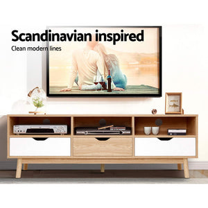 Artiss TV Cabinet Entertainment Unit Stand Wooden Storage 140cm Scandinavian