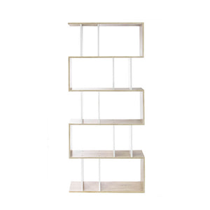 Artiss 5 Tier Display Book Storage Shelf Unit - White Brown