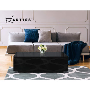 Artiss Modern Coffee Table 4 Storage Drawers High Gloss Living Room Furniture Black