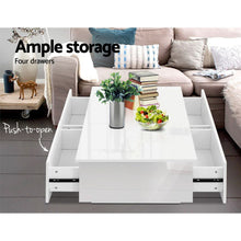 Load image into Gallery viewer, Artiss Modern Coffee Table 4 Storage Drawers High Gloss Living Room Furniture White