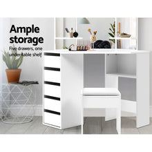 Load image into Gallery viewer, Artiss Corner Dressing Table With Mirror Stool White Mirrors Makeup Tables Chair