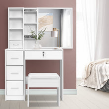 Load image into Gallery viewer, Artiss Dressing Table Stool Mirror Jewellery Cabinet Makeup Storage Drawer White