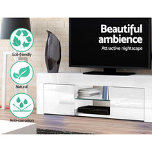 Load image into Gallery viewer, Artiss 130cm High Gloss TV Stand Entertainment Unit Storage Cabinet Tempered Glass Shelf White