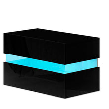 Load image into Gallery viewer, Artiss Bedside Table 2 Drawers RGB LED Side Nightstand High Gloss Cabinet Black