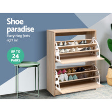 Load image into Gallery viewer, Artiss Shoe Cabinet Shoes Storage Rack 24 Pairs Organiser Shelf Cupboard Oak