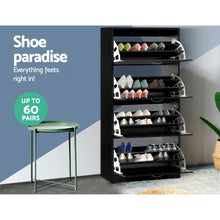 Load image into Gallery viewer, Artiss Shoe Cabinet Shoes Storage Rack Organiser 60 Pairs Black Shelf Drawer