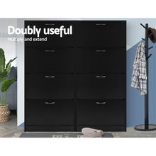 Load image into Gallery viewer, Artiss Shoe Cabinet Shoes Storage Rack Organiser 60 Pairs Black Shelf Drawer