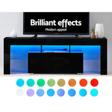 Load image into Gallery viewer, Artiss TV Cabinet Entertainment Unit Stand RGB LED Gloss Furniture 130cm Black