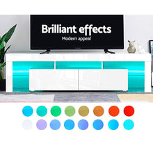Load image into Gallery viewer, Artiss 189cm RGB LED TV Stand Cabinet Entertainment Unit Gloss Furniture Drawers Tempered Glass Shelf White