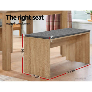 Artiss Dining Bench NATU Upholstery Seat Stool Chair Cushion Kitchen Furniture Oak 90cm