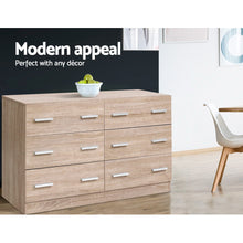 Load image into Gallery viewer, Artiss 6 Chest of Drawers Cabinet Dresser Table Tallboy Lowboy Storage Wood