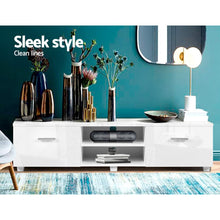 Load image into Gallery viewer, Artiss TV Cabinet Entertainment Unit Stand High Gloss Furniture Storage Drawers 140cm White