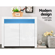 Load image into Gallery viewer, Artiss Buffet Sideboard Cabinet LED High Gloss Storage Cupboard 2 Doors White