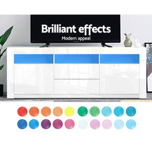 Load image into Gallery viewer, Artiss TV Cabinet Entertainment Unit Stand RGB LED Gloss Drawers 160cm White