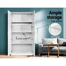 Load image into Gallery viewer, Artiss Multi-purpose Cupboard 2 Door 180cm Wardrobe Closet Storage Cabinet Kitchen Organiser White