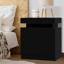 Load image into Gallery viewer, Artiss Bedside Tables 2 Drawers Side Table Storage Nightstand Black Bedroom Wood