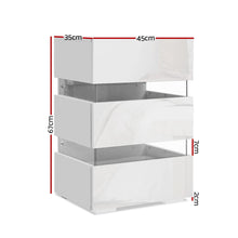 Load image into Gallery viewer, Artiss Bedside Table Side Unit RGB LED Lamp 3 Drawers Nightstand Gloss Furniture White