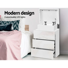 Load image into Gallery viewer, Artiss Bedside Tables Side Table 3 Drawers RGB LED High Gloss Nightstand White