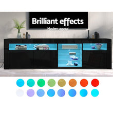Load image into Gallery viewer, Artiss TV Cabinet Entertainment Unit Stand RGB LED Gloss 3 Doors 180cm Black