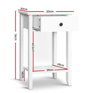 Bedside Tables Drawer Side Table Nightstand White Storage Cabinet White Shelf