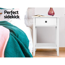 Load image into Gallery viewer, Bedside Tables Drawer Side Table Nightstand White Storage Cabinet White Shelf