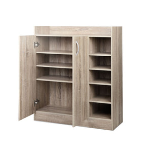 Artiss 2 Doors Shoe Cabinet Storage Cupboard - Wood