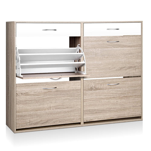Artiss 2 Tier Shoe Cabinet - Wood