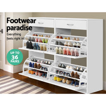 Load image into Gallery viewer, Artiss 36 Pairs Shoe Cabinet Rack Organisers Storage Shelf Drawer Cupboard White