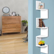 Load image into Gallery viewer, Artiss 5 Tier Corner Wall Shelf - White