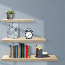 Load image into Gallery viewer, Artiss 3pcs Wall Floating Shelf Set DIY Mount Storage Book Display Rack Oak