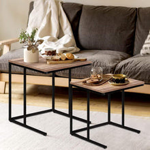 Load image into Gallery viewer, Artiss Coffee Table Nesting Side Tables Wooden Rustic Vintage Metal Frame