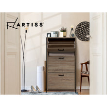 Load image into Gallery viewer, Artiss Shoe Cabinet Shoes Storage Rack Wooden Organiser Up to 24 Pairs Shelf Cupboard Metal Frame