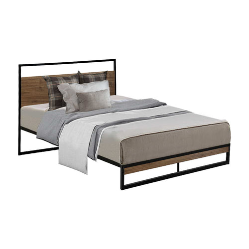 Metal Bed Frame King Single Size Mattress Base Platform Foundation Black Dane