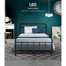 Load image into Gallery viewer, Metal Bed Frame King Single Size Platform Foundation Mattress Base Leo Black