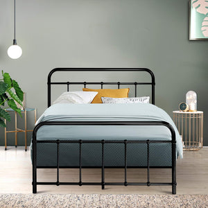 Metal Bed Frame King Single Size Platform Foundation Mattress Base Leo Black