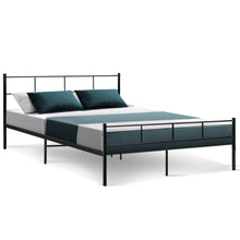 Load image into Gallery viewer, Metal Bed Frame Queen Size Platform Foundation Mattress Base SOL Black