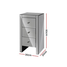 Load image into Gallery viewer, Artiss Mirrored Bedside Tables Drawers Crystal Chest Nightstand Glass Grey