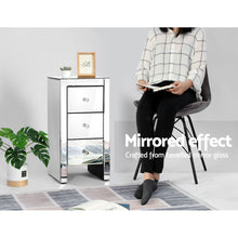 Load image into Gallery viewer, Artiss Mirrored Bedside table Drawers Furniture Mirror Glass Quenn Silver