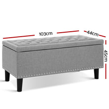 Load image into Gallery viewer, Artiss Storage Ottoman Blanket Box Linen Fabric Chest Foot Stool Toy Bench Grey