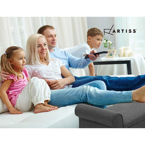 Artiss Storage Ottoman Blanket Box 132cm Linen Fabric Arm Foot Stool Couch Large