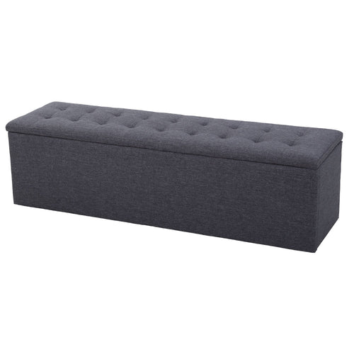 Artiss Storage Ottoman Blanket Box Grey LARGE Fabric Rest Chest Toy Foot Stool