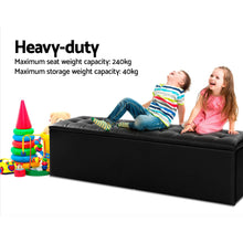 Load image into Gallery viewer, Artiss Storage Ottoman Blanket Box Black LARGE Leather Rest Chest Toy Foot Stool