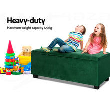 Load image into Gallery viewer, Artiss Storage Ottoman Blanket Box Velvet Foot Stool Rest Chest Couch Toy Green